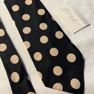 Perry Ellis Black Cream Polkadot Silk Tie Made in USA
